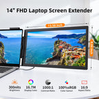 Laptop Screen Extender, 14" 1080P IPS Portable Monitor Travel Monitor for 14-16.5" Laptops with USB-C/HDMI Port, Plug and Play Attachment Screen for Windows/Mac/Android/Switch/PS5/Xbox