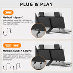 Laptop Screen Extender, 14" 1080P IPS Portable Monitor Travel Monitor for 14-16.5" Laptops with USB-C/HDMI Port, Plug and Play Attachment Screen for Windows/Mac/Android/Switch/PS5/Xbox