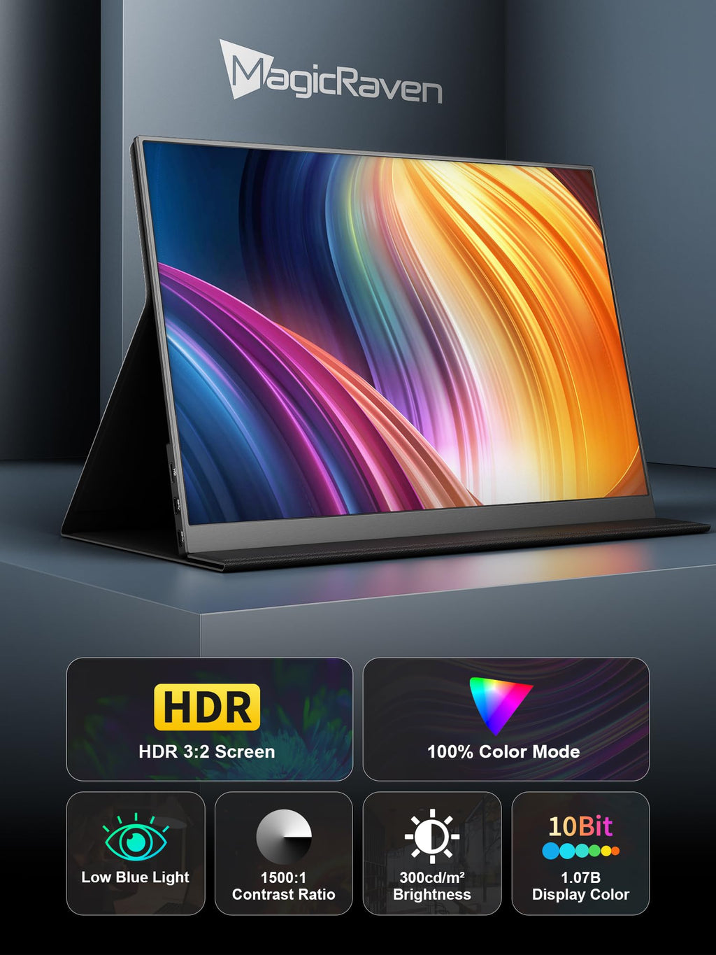 2.5K Portable Gaming Monitor, 16" 2520x1680 1500:1 IPS Laptop Monitor, Slim Lightweight USB C HDMI Computer Display, Gaming Screen with Speakers, Travel Monitor for Mac PC Phone PS4/5 Xbox Switch